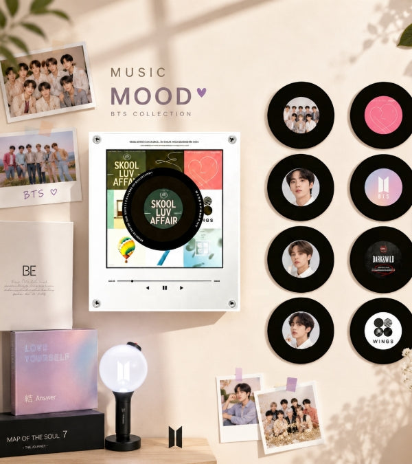 BTS Rotatable Vinyl Acrylic Music Player Frame (NFC + LED Light)